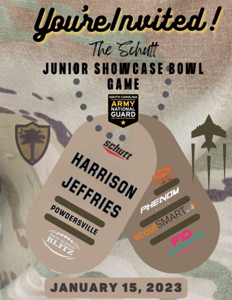 harrison_j11's tweet photo. blessed to be invited to play in The Schutt Junior Showcase Game!!! @HighSchoolBlitz @YoureNextTrain1 @RecruitNationSC @TravisRWilliams @StephenNimmer @PrepRedzoneSC https://t.co/kntcXI8SAU