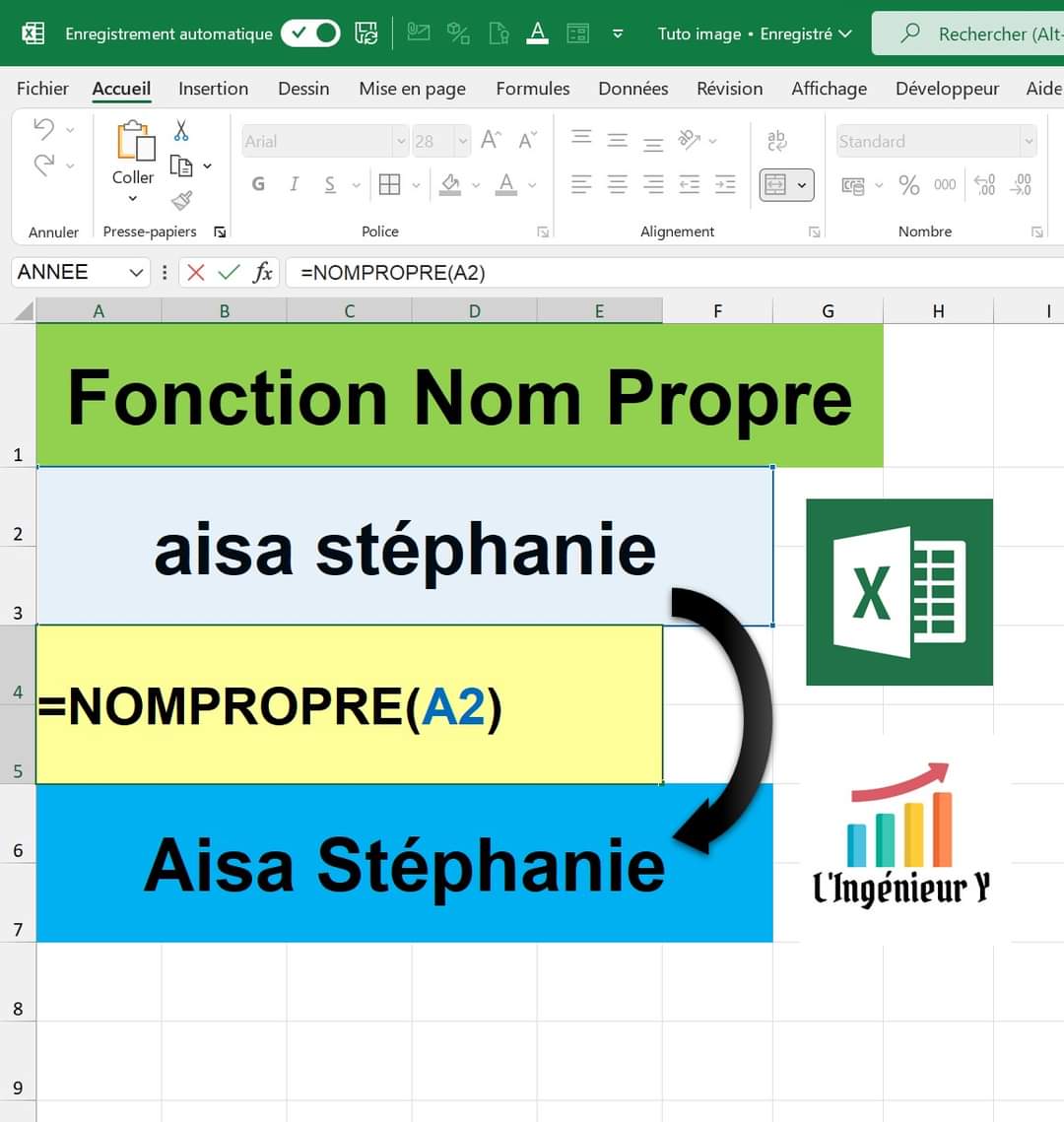 lingenieur_y's tweet photo. La fonction "Nom Propre" permet de formater des mots ou noms en mettant la première lettre en majuscule et les autres en minuscules #excel #education #apprendre #seformer #exceltricks #fonctionexcel #nompropre #Easy #Logiciel #Microsoft #abonnetoi https://t.co/YpEuDpjilB