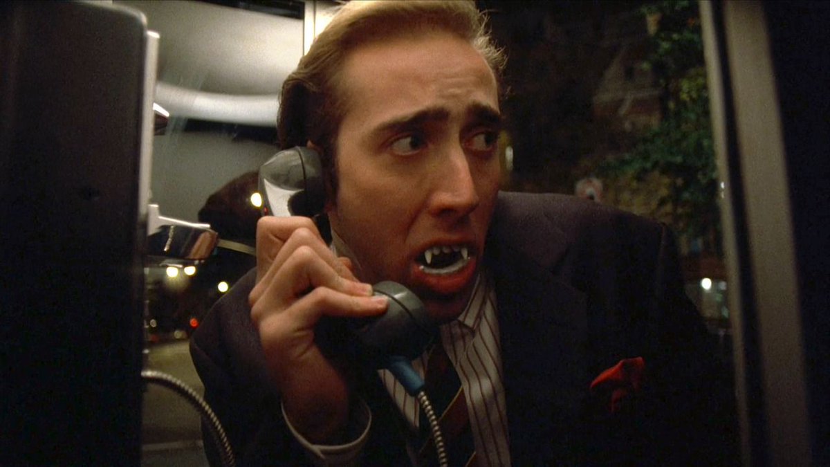 Do yourself a favor and watch Vampire's Kiss, now streaming on @criterionchannl. Nicolas Cage's performance - so very many choices.