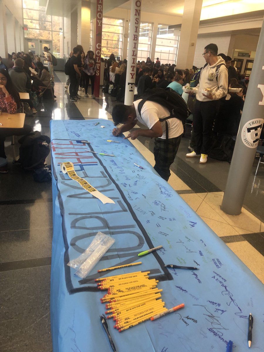 THS students signing the No Place For Hate Banner at lunch today!!! #gocolts