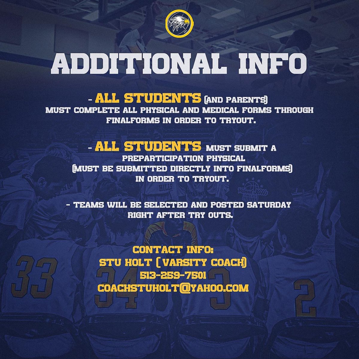 WalnutHillsMBB's tweet photo. We are a couple days away! 🦅🏀 https://t.co/T6K86kdtOG