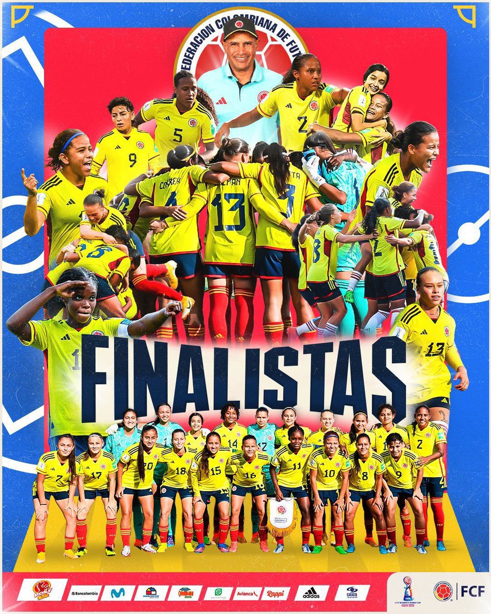 Nos llena de orgullo la fortaleza y disciplina de cada una de las jugadoras de nuestra @FCFSeleccionCol sub-17, que hoy hace historia al llegar a la final del #MundialFemeninoSub17. ¡Felicitaciones por esta nueva victoria y vamos por el título mundial! #TodosSomosColombia🇨🇴