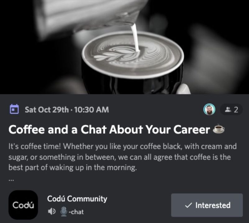 If you want to get into tech or want advice on leveling up your career, jump into our <a href="/coducommunity/">Codú</a> Discord this weekend. 💼

We will have a live call with me and <a href="/Carolina_Cobo8/">Carolina Cobo</a> to give you some tips on tricks for leveling up. ➕➕➕