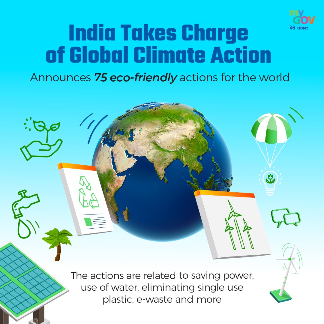 India leads the way for a #GreenerPlanet! 🌏

Mission #LiFE, launched by PM @narendramodi, aims to encourage people to make sustainable lifestyle choices! 
#ProPlanetPeople