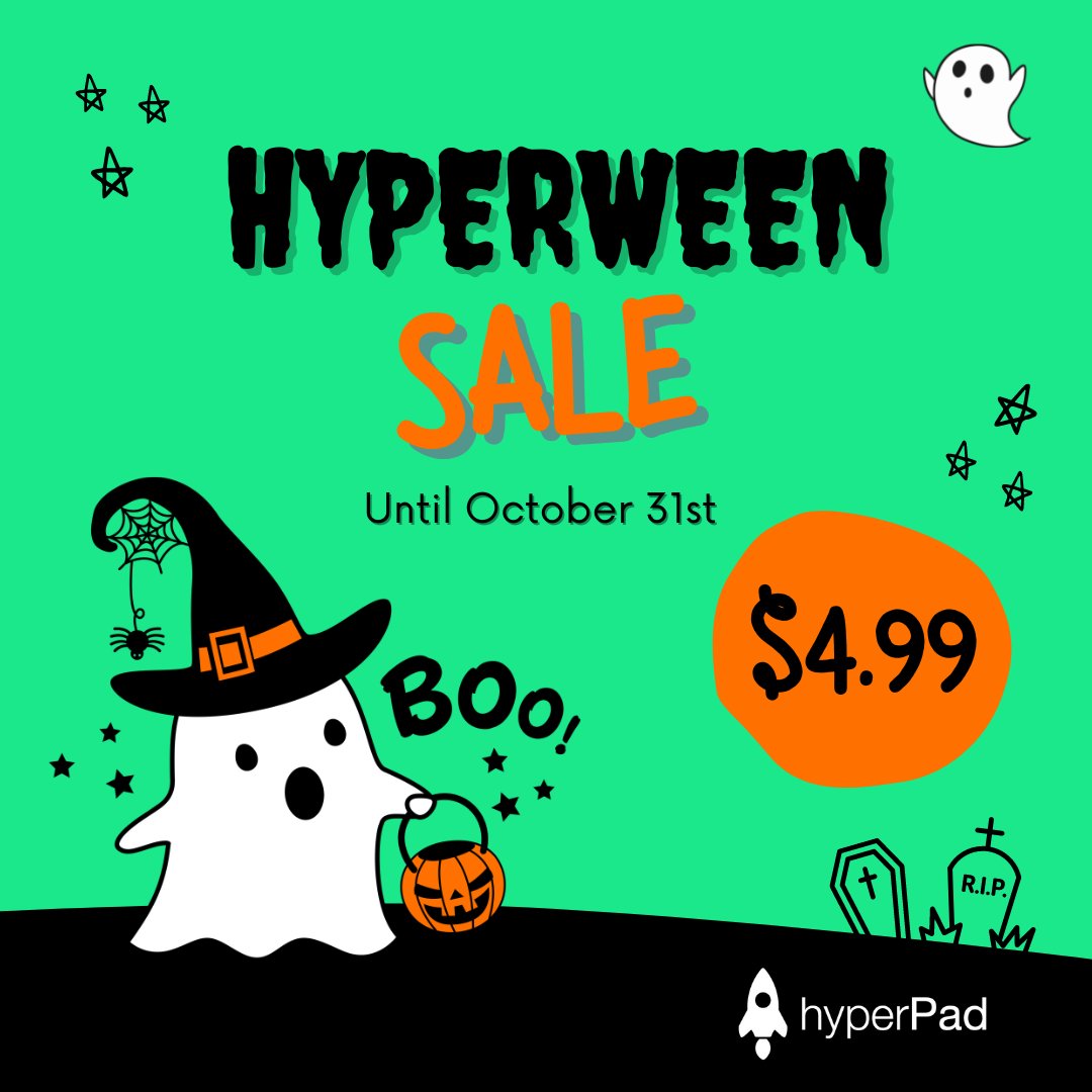 hyperPadApp's tweet photo. We bring some exciting news… #hyperPad is on sale until the end of #halloween 🎃 The #app is going down to only 4.99 🥳

Hurry up and download hyperPad 🚀
https://t.co/JqIHDUp1Hk

#sale #hypersale #hyperween #halloween #halloweencostume #orangev #spooky #appstore #download #iOS https://t.co/grbXY1YEhf