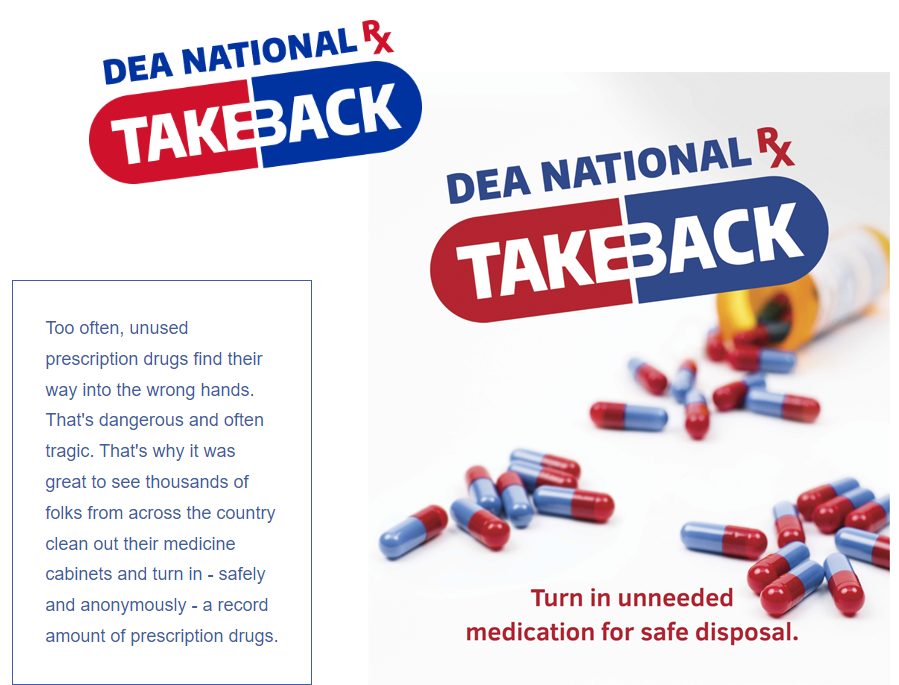This Saturday!
On October 29, the Roanoke Sheriff's Office will be a designated drop off location for National RX Takeback. The Administrative building located at 340 Campbell Ave will be open from 10:00AM until 1:00PM and the drop box will be located in the front lobby.