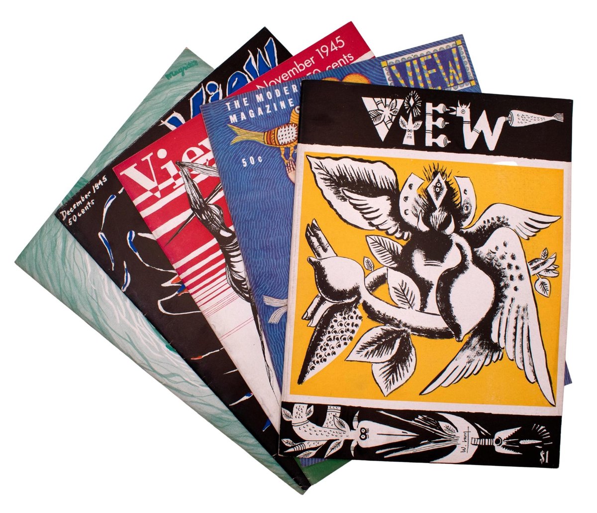 CumminsBooks's tweet photo. View Magazine featured artists and writers such as Max Ernst, André Breton, William Carlos Williams, Florine Stettheimer, Man Ray, Marcel Duchamp, Leonora Carrington, and many others. Take a look at a nearly complete run of the iconic magazine here: https://t.co/Fbl1ECsjLw https://t.co/9Mgj8My7Wv