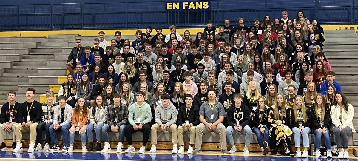 blufftontigers's tweet photo. It’s great to see the student-athlete of 12 schools come together to learn about respect, sportsmanship and teamwork. Having a gym full of student leaders is awesome to see. #sportsmanshipstrong #oneBluffton https://t.co/ORHi012cph
