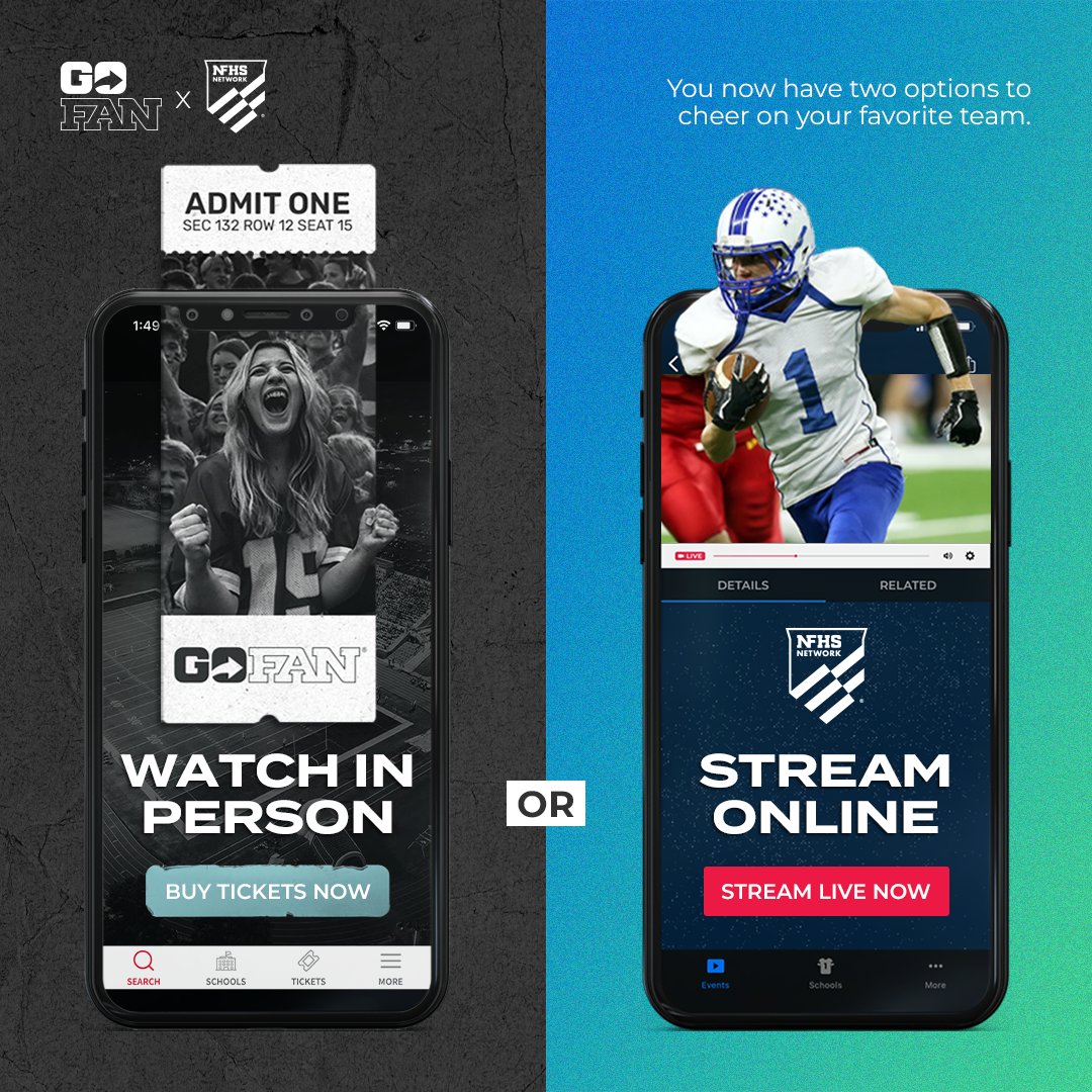 We know that life gets busy and sometimes you can't always make it in person. Now with the @NFHSNetwork, you can catch your team LIVE, or on demand on any device! 📲 📺 Find your event here: 🔗 bit.ly/2WkN7YA