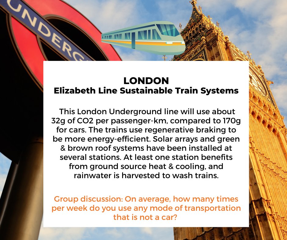 #GreenCitiesChallenge Day 6: LONDON Elizabeth Line Sustainable Train Systems. Comment your answers down below! #GreenCities #InvestInOurPlanet #ClimateAction