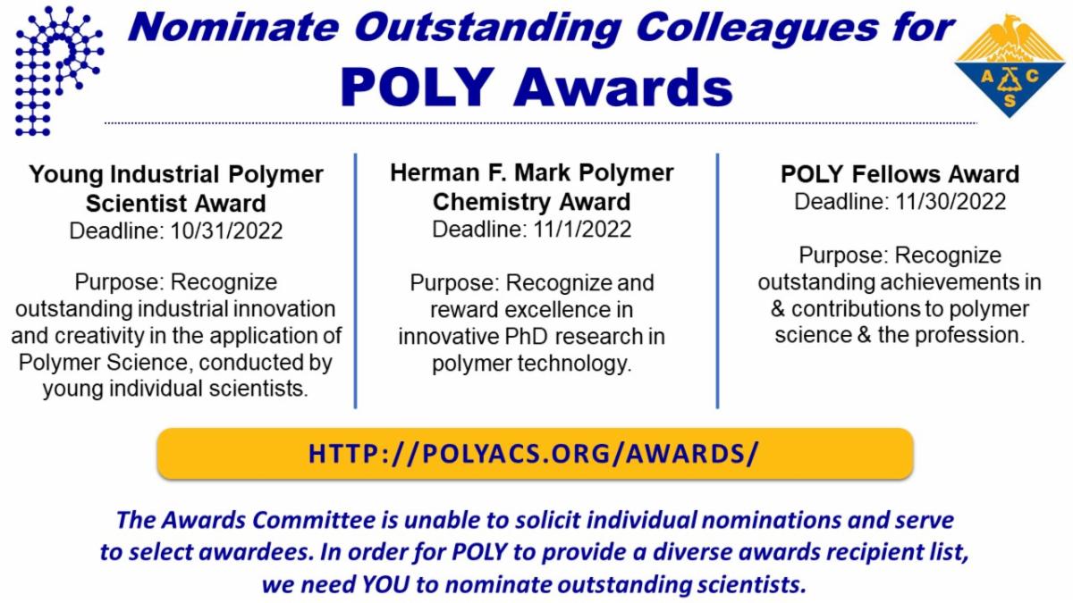 POLY_ACS's tweet photo. CALL FOR NOMINATIONS - UPCOMING POLY AWARDS
#ACS #POLY #POLYawards
https://t.co/aQUE4obopi https://t.co/LpuFaLZBWR