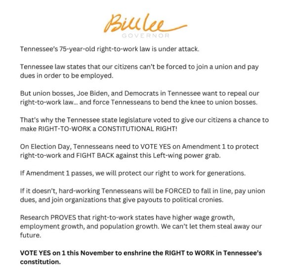 jasonbmartin's tweet photo. Voting NO on Amendment One is the only way to protect workers from well funded corporations. Right-to-work is already state law. We need to protect the workplace, not cater to special interest groups. https://t.co/ZnTkCSzHBi
