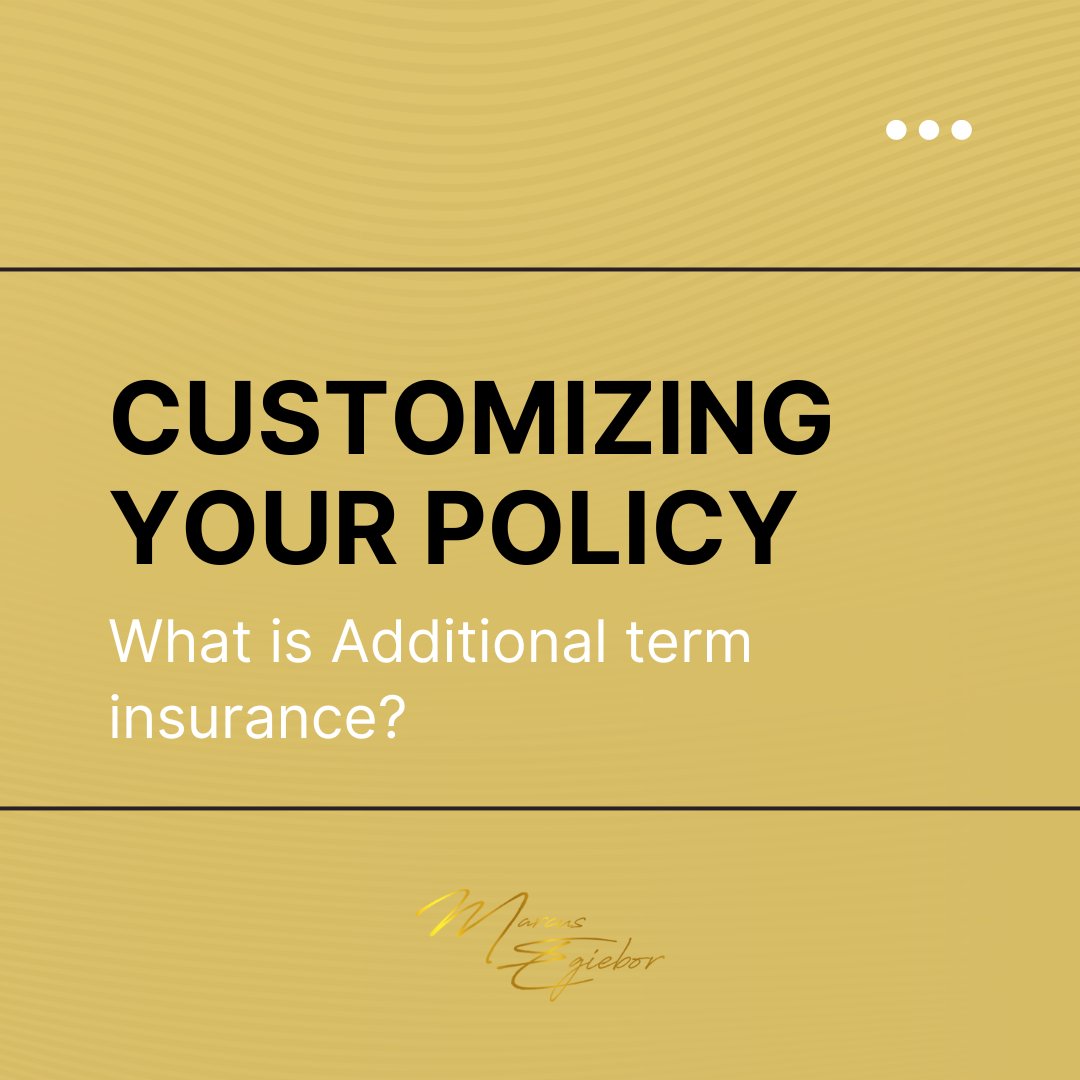 marcusegiebor's tweet image. ⭕ Additional term insurance adds term life coverage to a permanent life policy. For instance, if you need $500,000 worth of total coverage, you could buy a $100,000 whole-life policy with a $400,000 term life rider. 

#lifeinsurance #theinsuranceguru #insuranceaccess #insurance