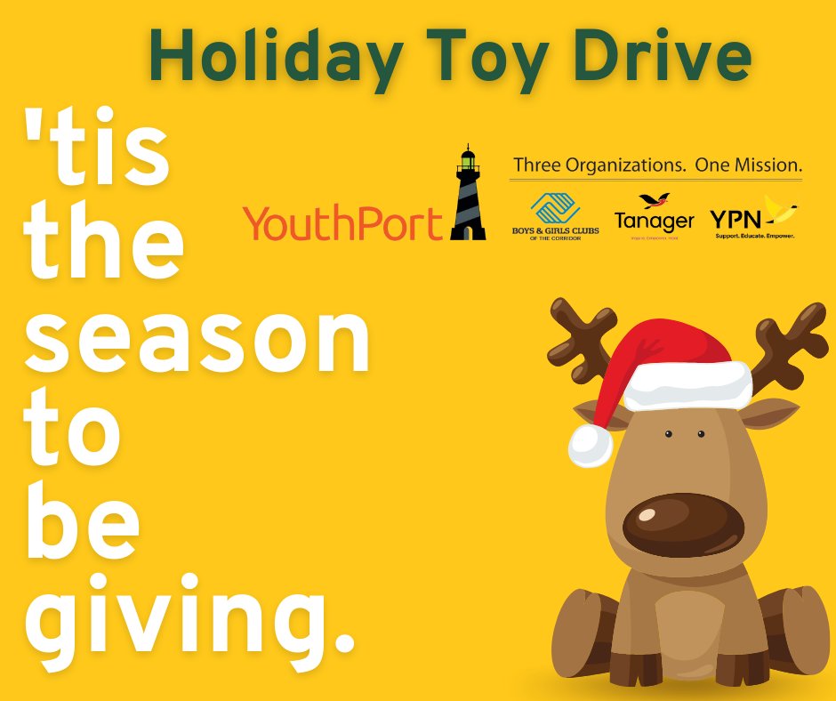 We are collecting new, unwrapped toys for our YouthPort Holiday Toy Drive to support 1,000 local children. Learn how to get involved at youthport.org/holidays/