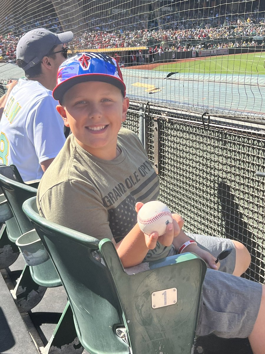 ltjim329's tweet photo. @robrohm @HOFprez @MikeTrout When Grandpa asks grandkids if they wanna skip school and make the spontaneous road trip to @angels game 162 in Oakland? Grandson scores ball from Ohtani pitching to Steven Vogt in his last career game!  @robrohm had same rode trip idea! We all had a great 2022 season! https://t.co/kxOEbKa8OH