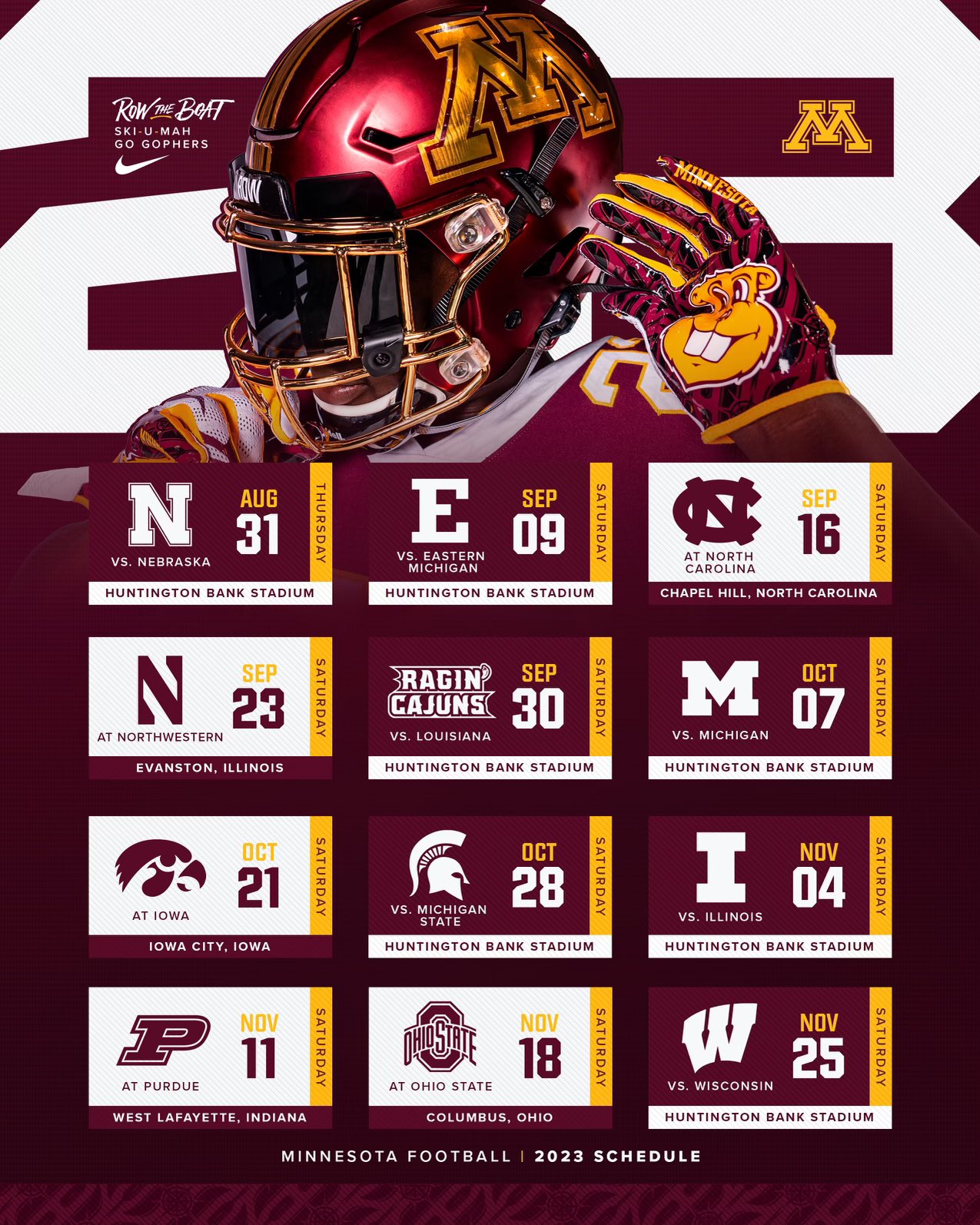 Minnesota gophers on sale football schedule