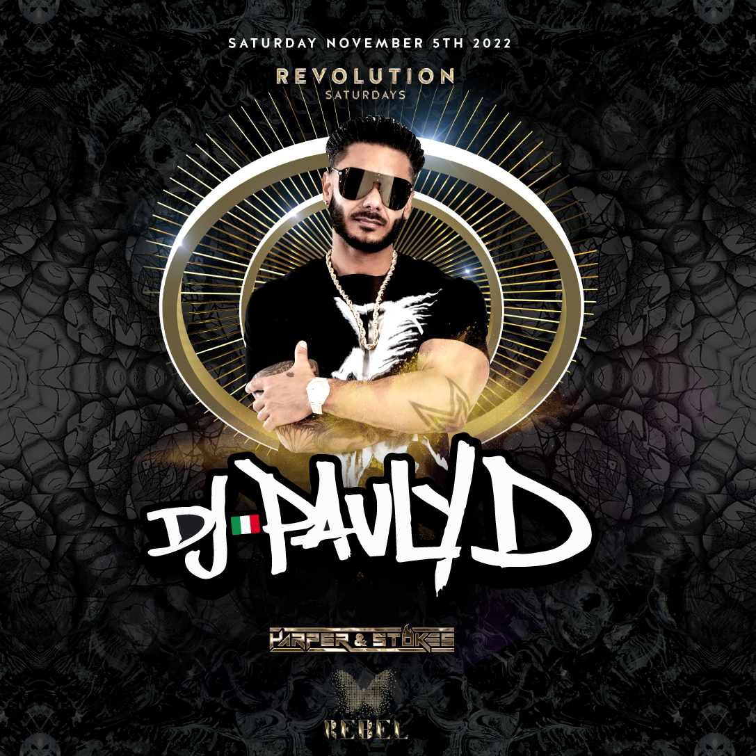 Pauly D is bringing a bit of Jersey to Toronto next Saturday 😈
 
 💃Ladies free before 12AM with a universe ticket
🎟️ rebeltoronto.com

​​ 🍾Book bottle service at rebeltoronto.com or email us at bottleservice@rebeltoronto.com