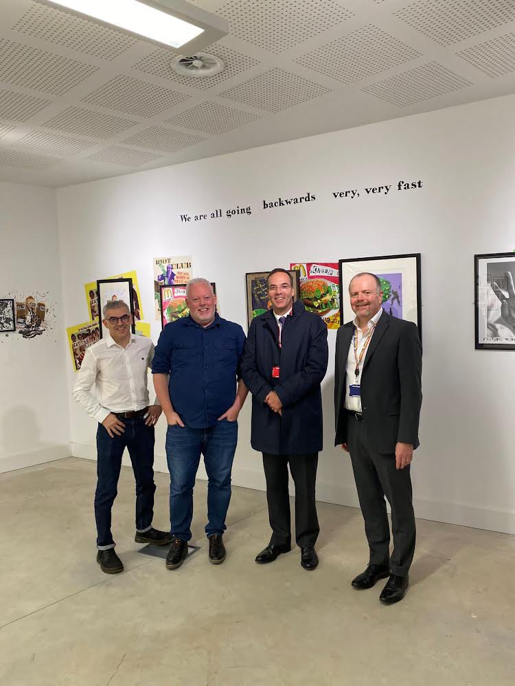 Great tour of the new <a href="/UlsterUni/">Ulster University</a> campus in Belfast from the impressive <a href="/ProfConnolly/">Professor Paul Connolly FAcSS</a>, <a href="/Justin_D_Magee/">Justin Magee</a> and <a href="/ciansmyth/">cian smyth</a>. What an amazing space.  I want to go back to University.  Also, the Jamie Reid exhibition (and gift of a John Wayne with lipstick poster).  Thank you.