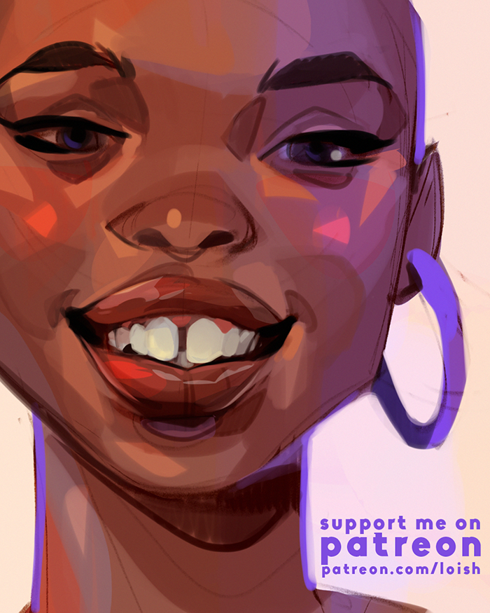 solo dark skin portrait teeth earrings 1boy hoop earrings  illustration images