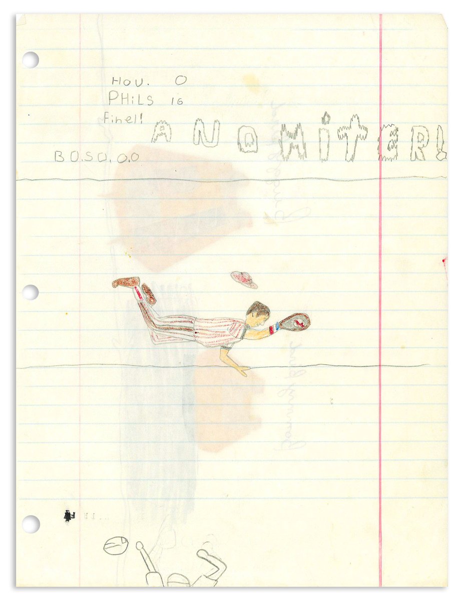 I predicted way back in 1982 that the Phils would beat Houston 16-0 on a no-hitter that ends with a spectacular diving catch. My spelling may have been terrible, but I can't wait to see this drawing come true in 2022. Go Phils! <a href="/Phillies/">Philadelphia Phillies</a>