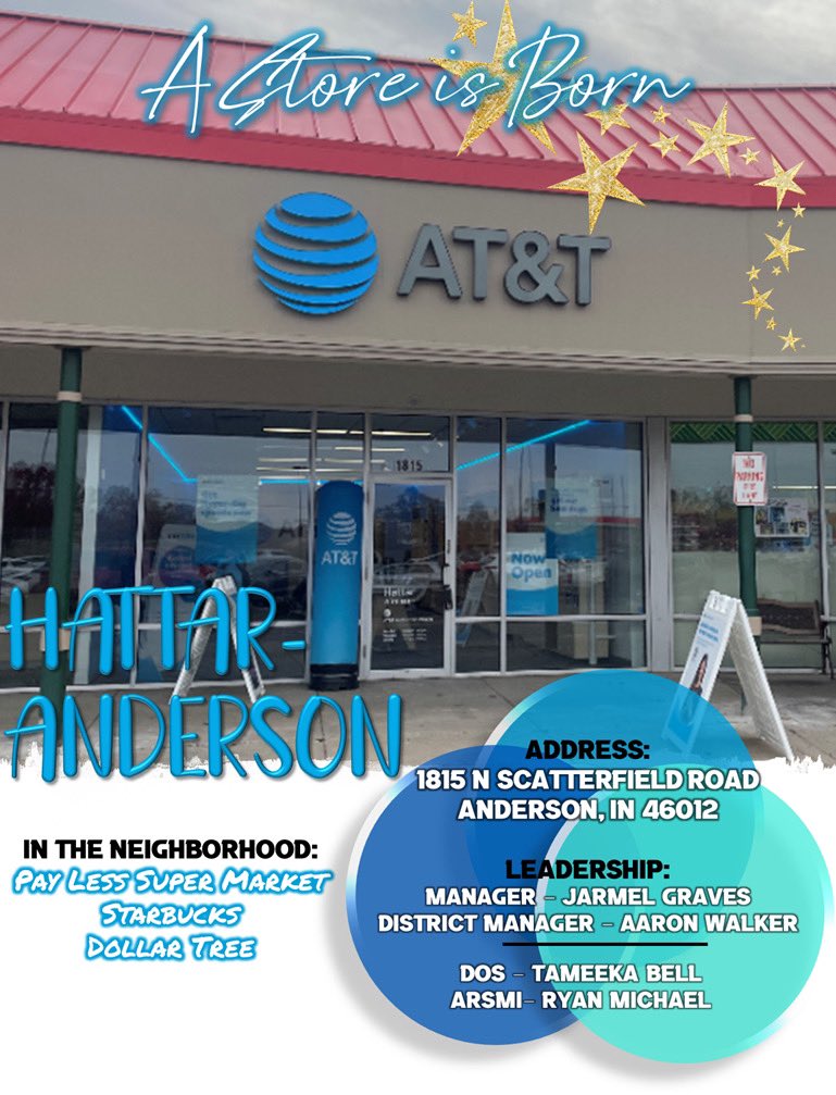 GreaterLakesMkt's tweet photo. Hey GLM & @ATT!
We are excited to announce that our Hattar- Anderson store in Indiana is officially open! Spread the word & retweet to let friends & family know that #AStoreIsBorn in GLM!
🙌🗣🤩🌊
@TBellNorthFlo @berrayj https://t.co/uIMDdWIjBo