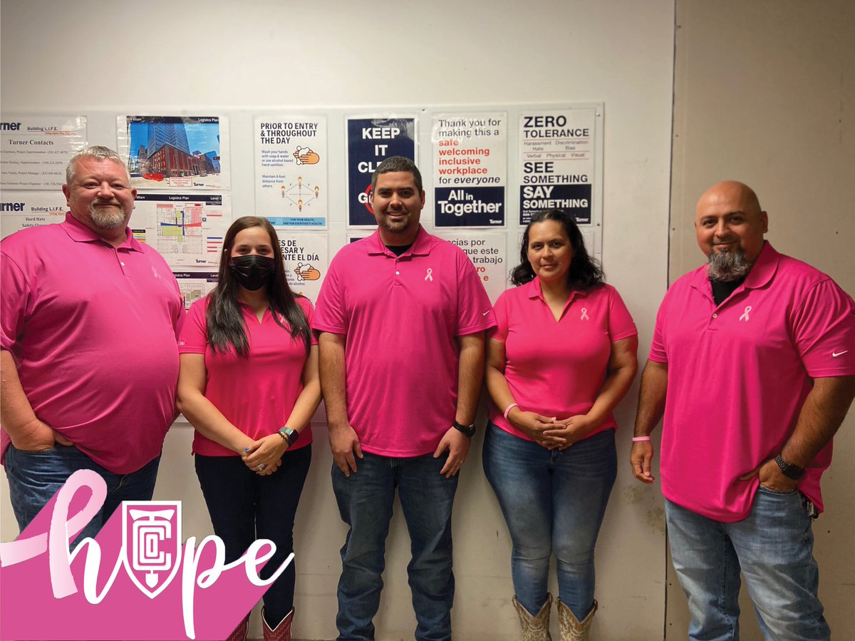 On Wednesdays, we wear PINK! Our teams are showing support for Breast Cancer Awareness Month. Together, we want to show BC patients there’s a whole community standing by their side!

#turnerconstruction #turnersouthtx 
#breastcancerawarenessmonth #ourpeopleourstrength
#bcam2022