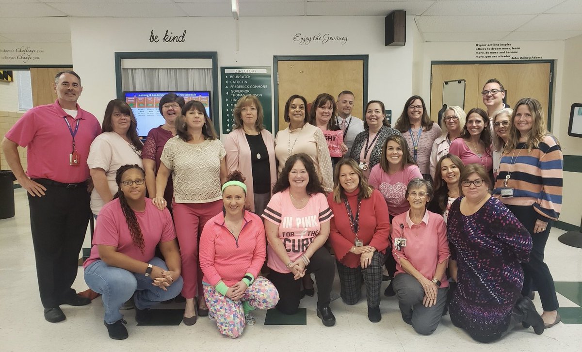 CindyJournell's tweet photo. We are #pink at the #LLC today for Breast Cancer 💖Awareness Month. Supporting fighters, survivors and those we’ve lost. #FCPSPinkOut #FCPSCares https://t.co/mDdAyR66Bd