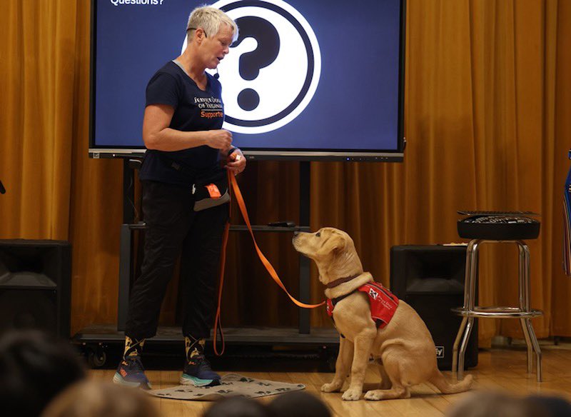GreenbrierElem's tweet image. We appreciate Champ the UVA service dog and his amazing trainer, Missy, for presenting to our 4th Ss for Disability Awareness Month!  So thankful for our community experts that partner with GBR! @servicedogsva @UvaChamp @CvilleSchools