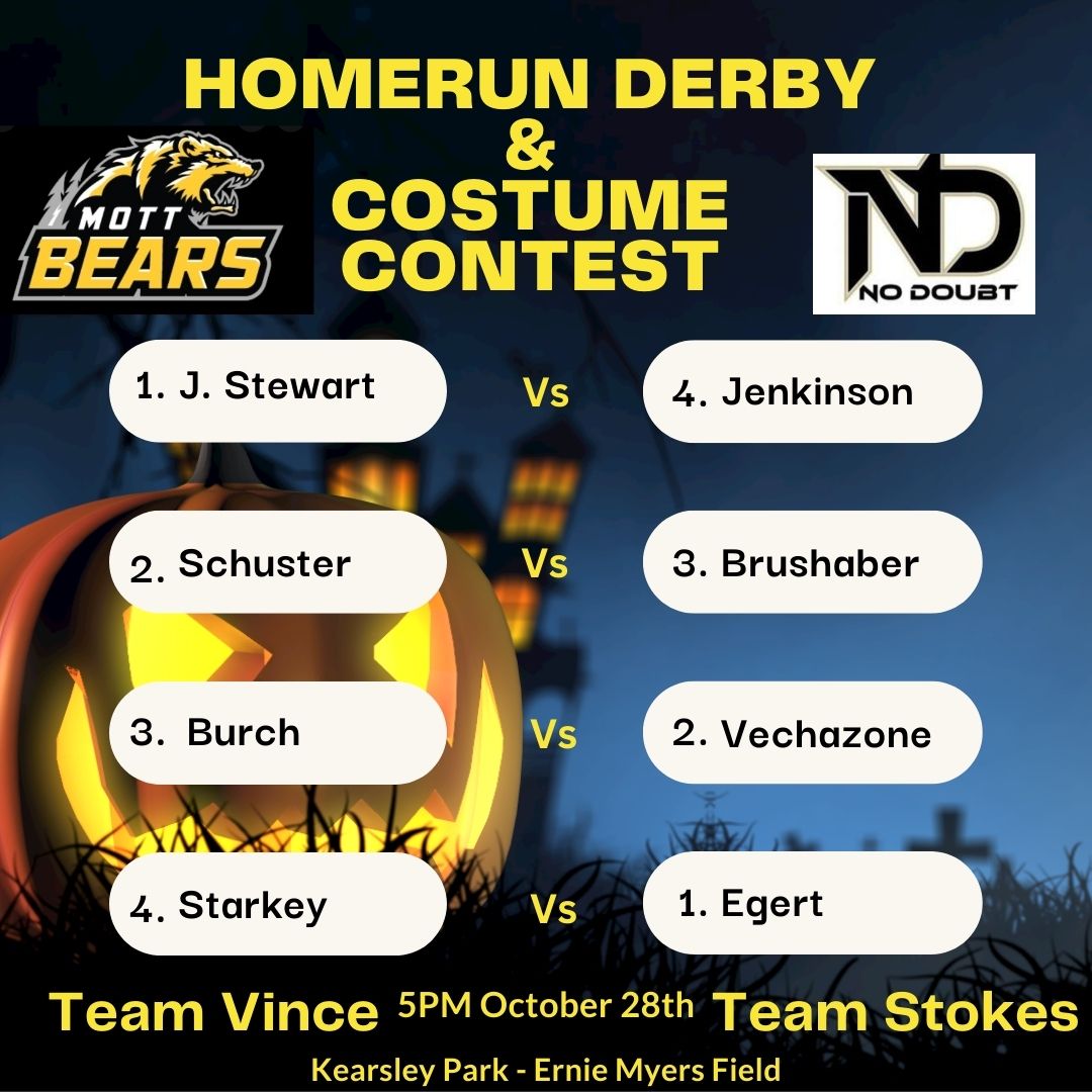MottCCBaseball's tweet image. Come out this Friday at 5pm and watch Team Vince and Team Stokes square off in a Homerun Derby &amp;amp; Costume Contest! The World Series is Saturday with a DH starting at 1pm, if necessary Game 3 will be Sunday! #MB4L