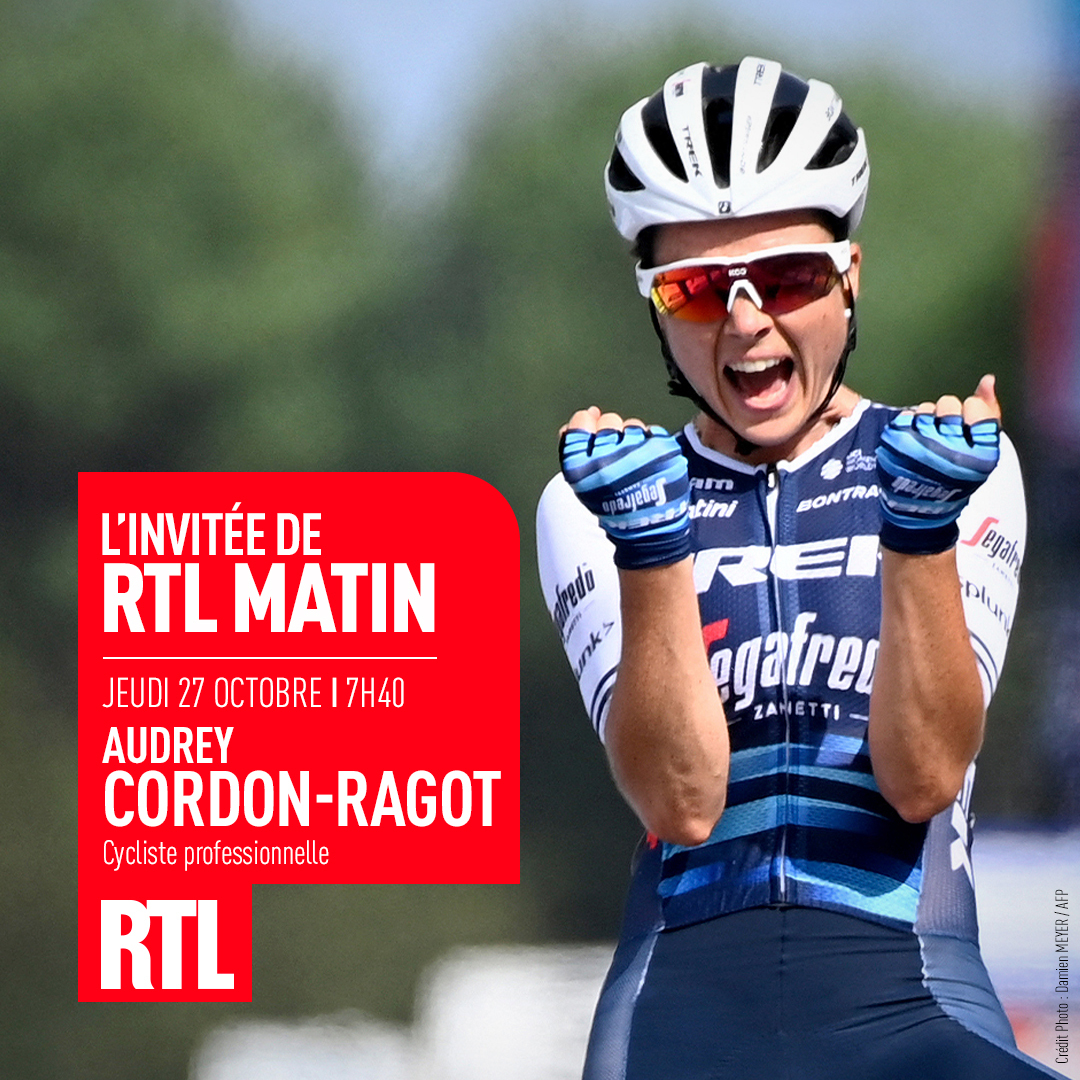 🔴🎙️💬 Demain, jeudi 27 octobre à partir de 7h40, la cycliste Audrey <a href="/CordonRagot/">Audrey CORDON-RAGOT</a>, sera l'invitée d'<a href="/amandine_begot/">Amandine Bégot</a> dans #RTLMatin 👈