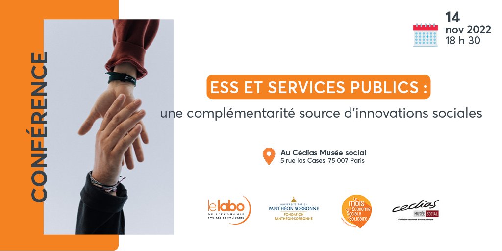 Rendez-vous le 14 novembre pour la conférence étudiante de <a href="/lelabo_ess/">Le Labo de l'ESS</a> : ESS et services publics : une complémentarité source d'innovations sociales. 

Pour en savoir plus, c'est ici👉 lelabo-ess.org/ess-et-service…