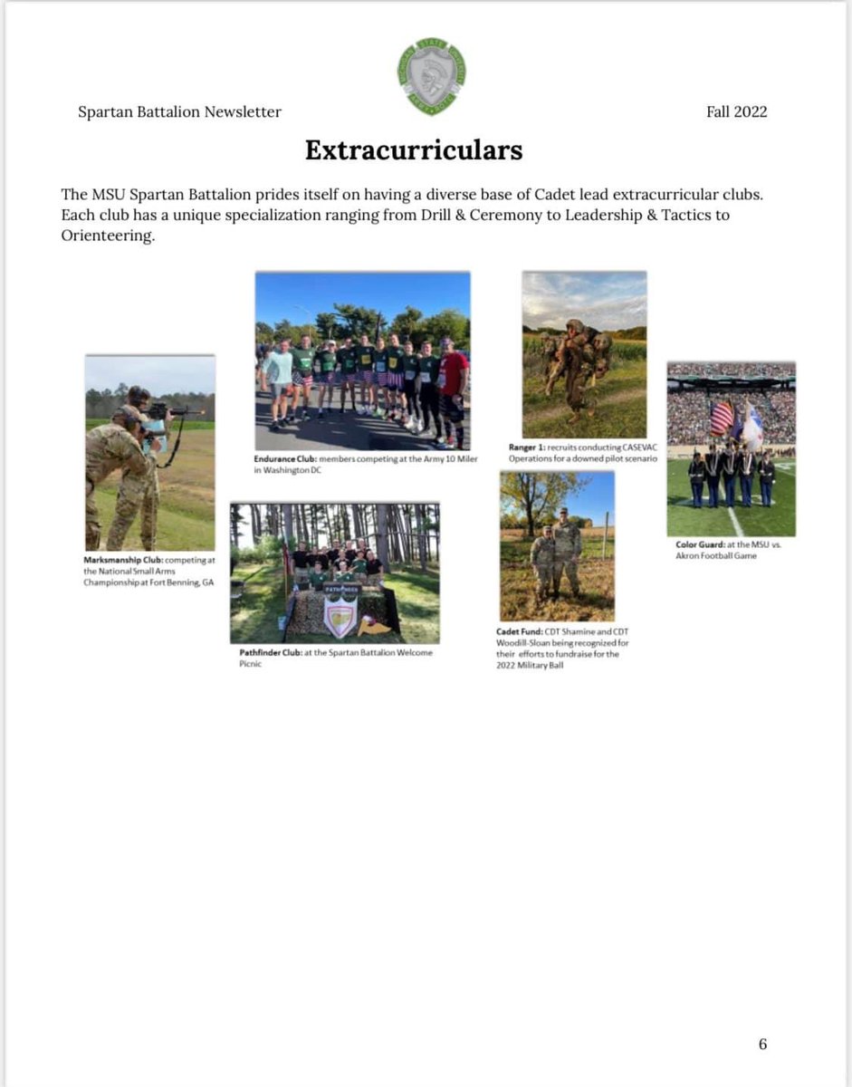 MSUArmyROTC's tweet photo. Check out some highlights from the Spartan Battalion Fall Newsletter! GO GREEN!
#army #ROTC #ArmyROTC #spartanbattalion #gogreen #gowhite #MSU #michiganstateuniversity #MichiganState #7thbrigade #boldwarriorbrigade #newsletter https://t.co/MtNPax1Z2p