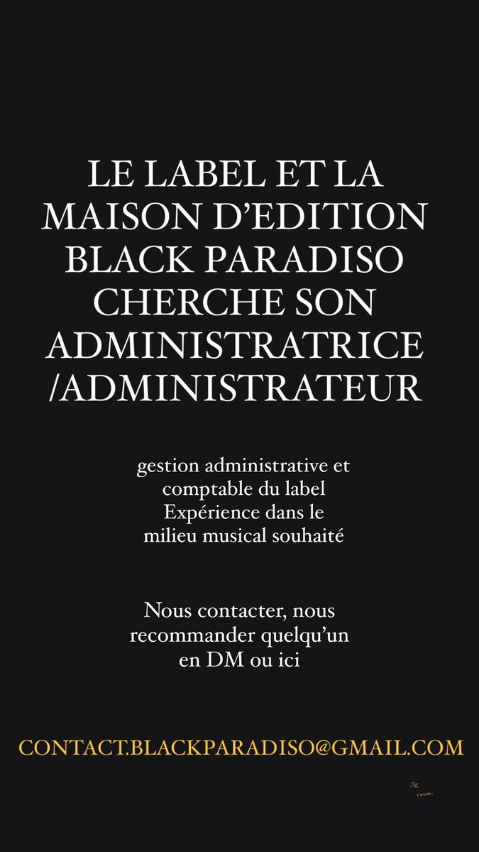 notre label recrute ➡️ contact.blackparadiso@gmail.com