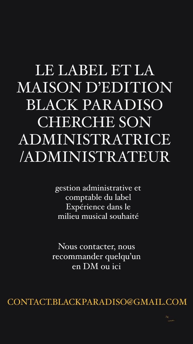 notre label recrute ➡️
contact.blackparadiso@gmail.com