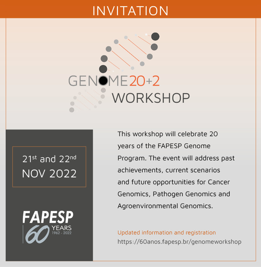 AB3C_oficial's tweet photo. O workshop celebrará os 20 anos do Programa Genoma #FAPESP e abordará conquistas passadas, cenários atuais e oportunidades futuras para Genômica do Câncer, Genômica Patógena e Genômica Agroambiental
Acesse https://t.co/hRPb44s0RB para saber mais
#bioinformatica #AB3CInforma https://t.co/FjTIFGjapW