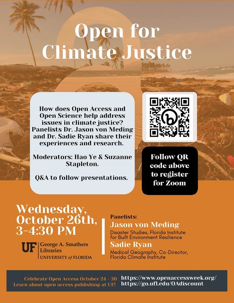 It's International Open Access Week! Join us to explore the role of open science in climate justice. Today at 3 pm online.