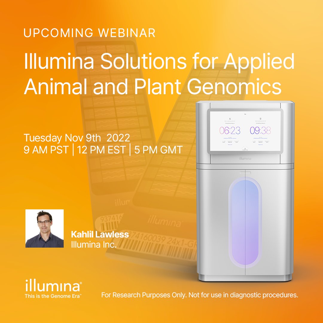 RachelSteinbe12's tweet photo. ***Webinar Ag product updates!*** Wednesday November 9, at 12:00 pm ET/9:00 am PT where Kahlil Lawless, Global Agrigenomics Segment Manager at Illumina will share recent advances, improvements and examples of genomic technologies being utilized in the... https://t.co/hylphqa19s https://t.co/CgjU0LRsBw