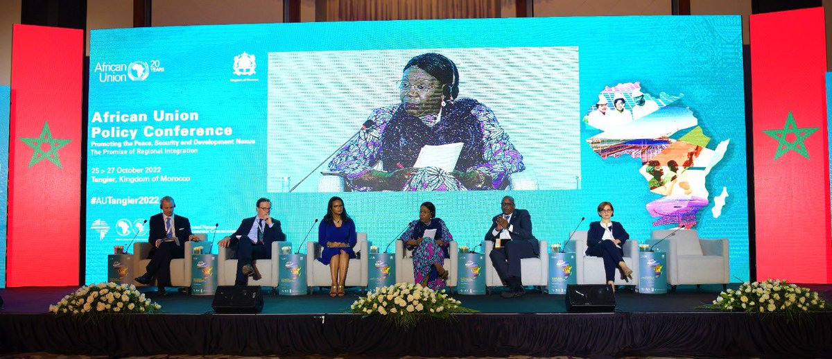 AfDB_Group's tweet photo. "@AfDB_Group remains committed to working with the AU, the Regional Eco Communities, development partners, govts, and the private sector to mobilize the resources needed to help address Africa’s dev + integration challenges." - VP Diop N’Sele. #AUTangier2022 @MarocDiplomatie https://t.co/opxfUZUSAW