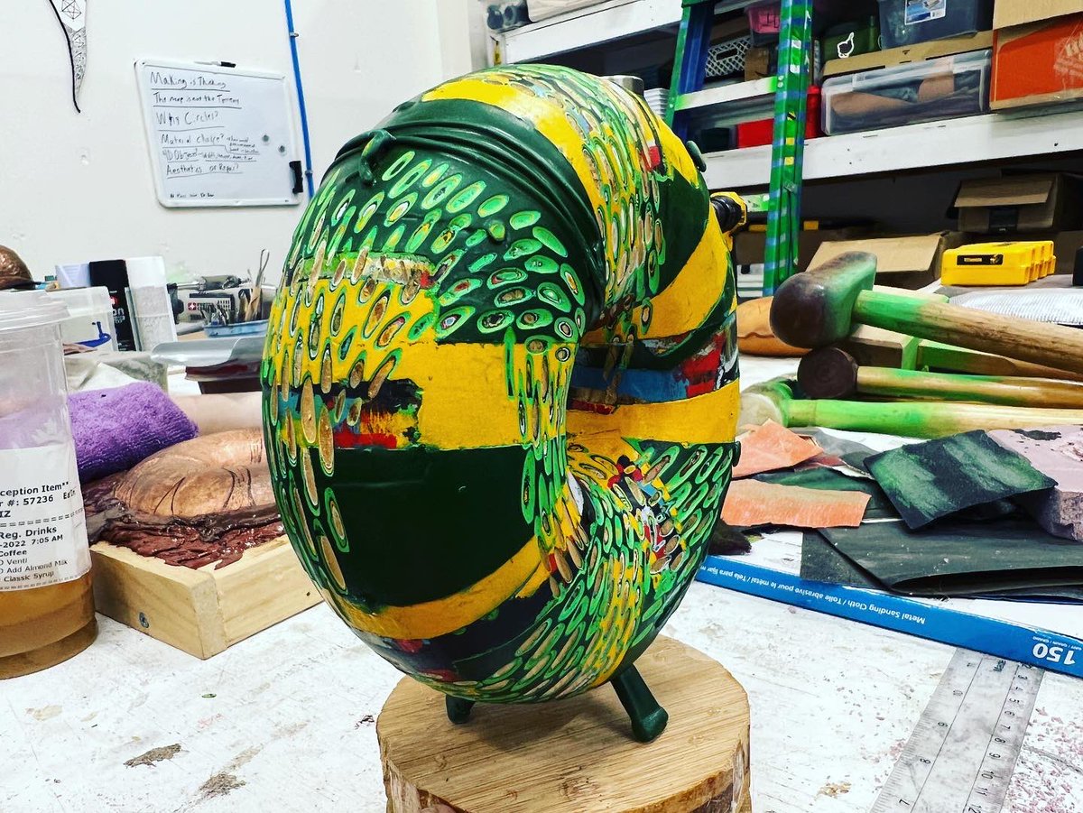 bladesworkshop's tweet photo. Finished today, Torus #1 #art #artist #gradschool #gradstudent #MFA #ua #universityofalabama #sculpture #metal #blacksmith #wood #craft #ceramic #occult #pagan #icon #materials #form #texture #surface #copper #metalsmith #mold https://t.co/1GgBSDd6bJ