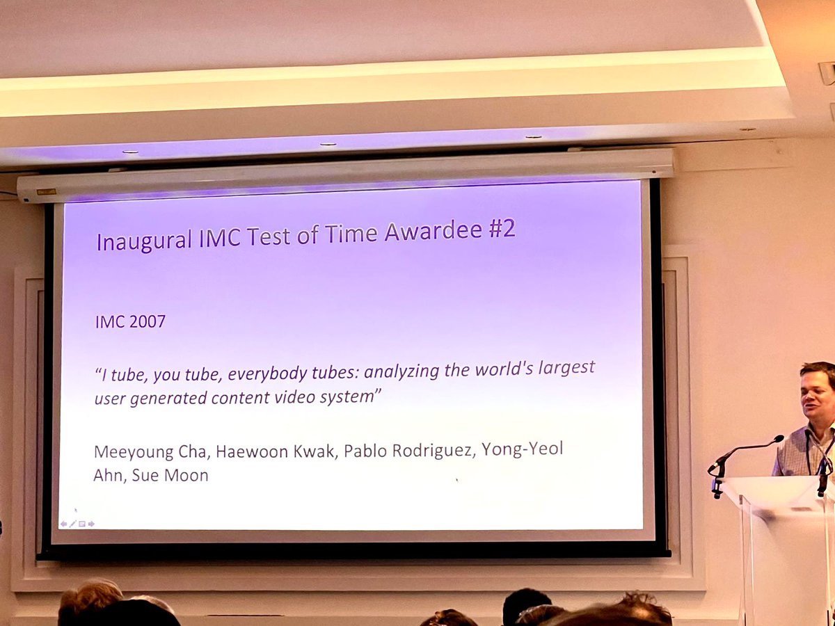 pabloryr's tweet photo. proud to receive the @TheOfficialACM Association for Computing Machinery #TestofTime Award at IMC (Internet measurements conference) for our YouTube scientific work. congrats to all the amazing co-authors! mentors @nekozzang @yy @sbmoon @haewoon https://t.co/no1pFRkQB1