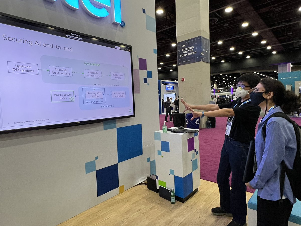 triskadecaepyon's tweet photo. Come see our demo on Securing Enterprise AI with Anaconda and Intel SGX, live at KubeCon 2022 on the show floor!

We have staff from @anacondainc and @OpenAtIntel at the booth!

#intel #ai https://t.co/Diw4nO3Raf