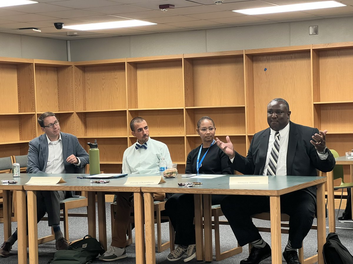 MsPrice1's tweet image. Attending the Administrative Intern Institute and having our questioned answered by these great @wcpss principals! @WCPSSTeam @gggstidham #InternInstitute