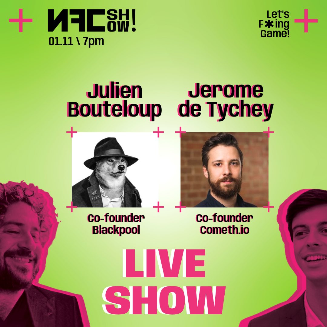 Don’t miss out on the NFC Show #4 🎪 at #TheArcadeLisbon with @BlackpoolHQ Next Tuesday 01/11 @johnkarp & @0xArtur are hosting NFC Show live in Lisbon! 🚋 Special guests: @bneiluj & @jdetychey 🔥 Link to register 👇