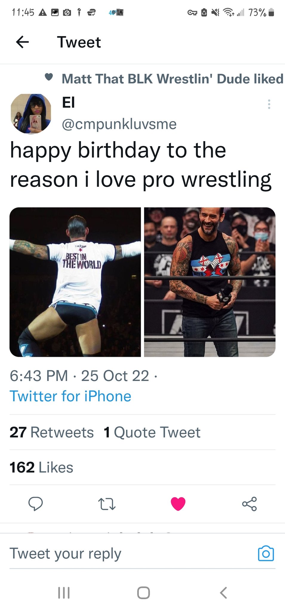 Yes folks I did wish CM Punk a happy bday, shenanigans nonwithstanding. 
