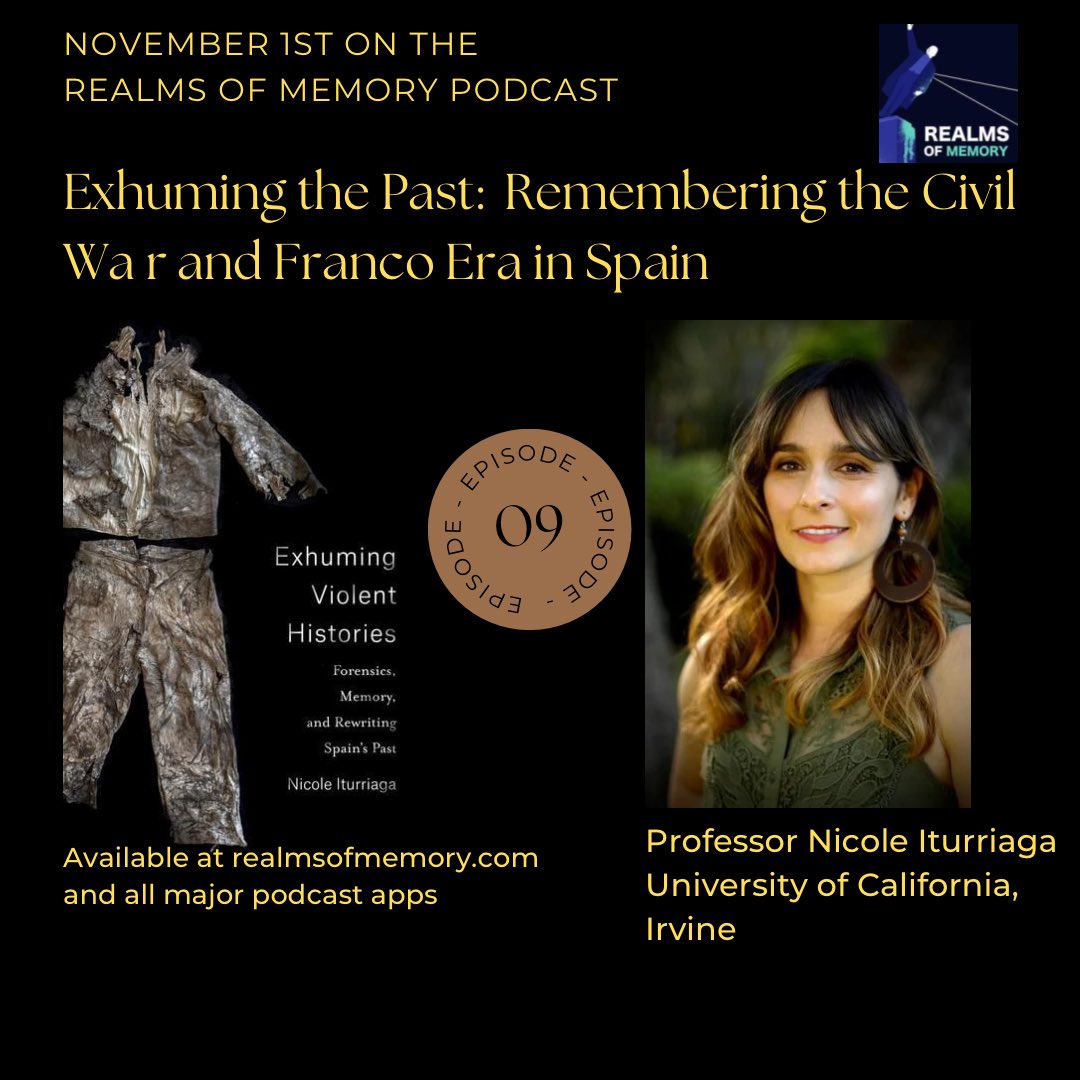 <a href="/Spaincon2022/">Spainconference</a> <a href="/CHASE_DTP/">CHASE DTP</a> <a href="/UniKentHistory/">School of History at the University of Kent</a> <a href="/marebazhist/">Dr Maria Reyes Baztán</a> <a href="/BritishSpanish/">BritishSpanishSociet</a> @ACIS43rd <a href="/ASPHS1/">ASPHS</a> <a href="/Sobremesacast/">The Sobremesa Podcast</a> <a href="/CharladyByrne/">Charlotte J. Byrne</a> @StefanieMassink <a href="/hda_brown/">Dr Henry Brown</a> I’m hoping you can help spread the word that on November 1st episode 9 of the Realms of Memory podcast will feature the story of the role of forensic science in the recovery of the memories of the civil war and Franco era in Spain.  Thank you!  Rick 
podcasts.apple.com/us/podcast/rea…