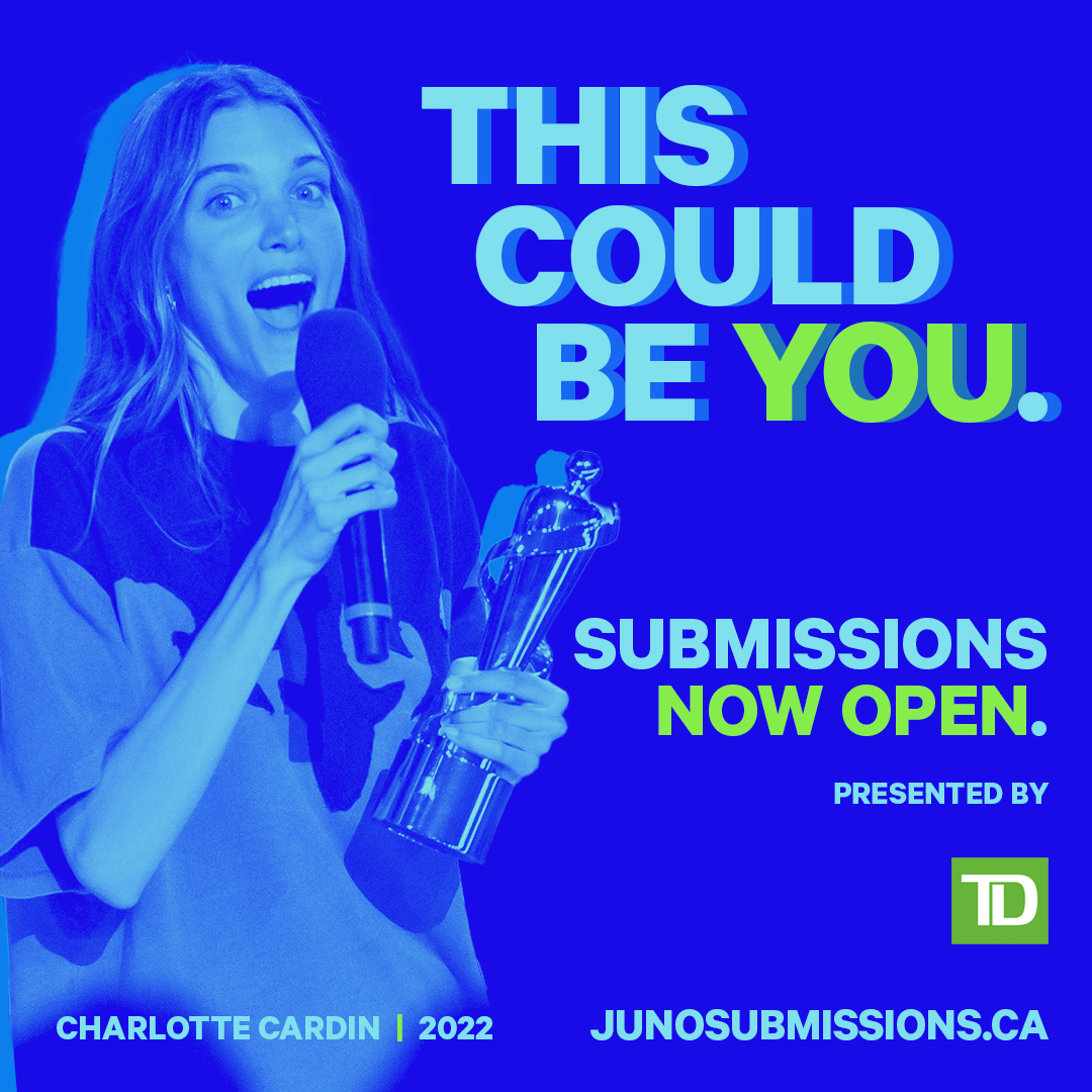 This could be YOU! 2023 @TheJUNOAwards Submissions Presented by @TD_Canada are now open until Friday, October 28th 2022. Don’t miss out. Submit here: junosubmissions.ca