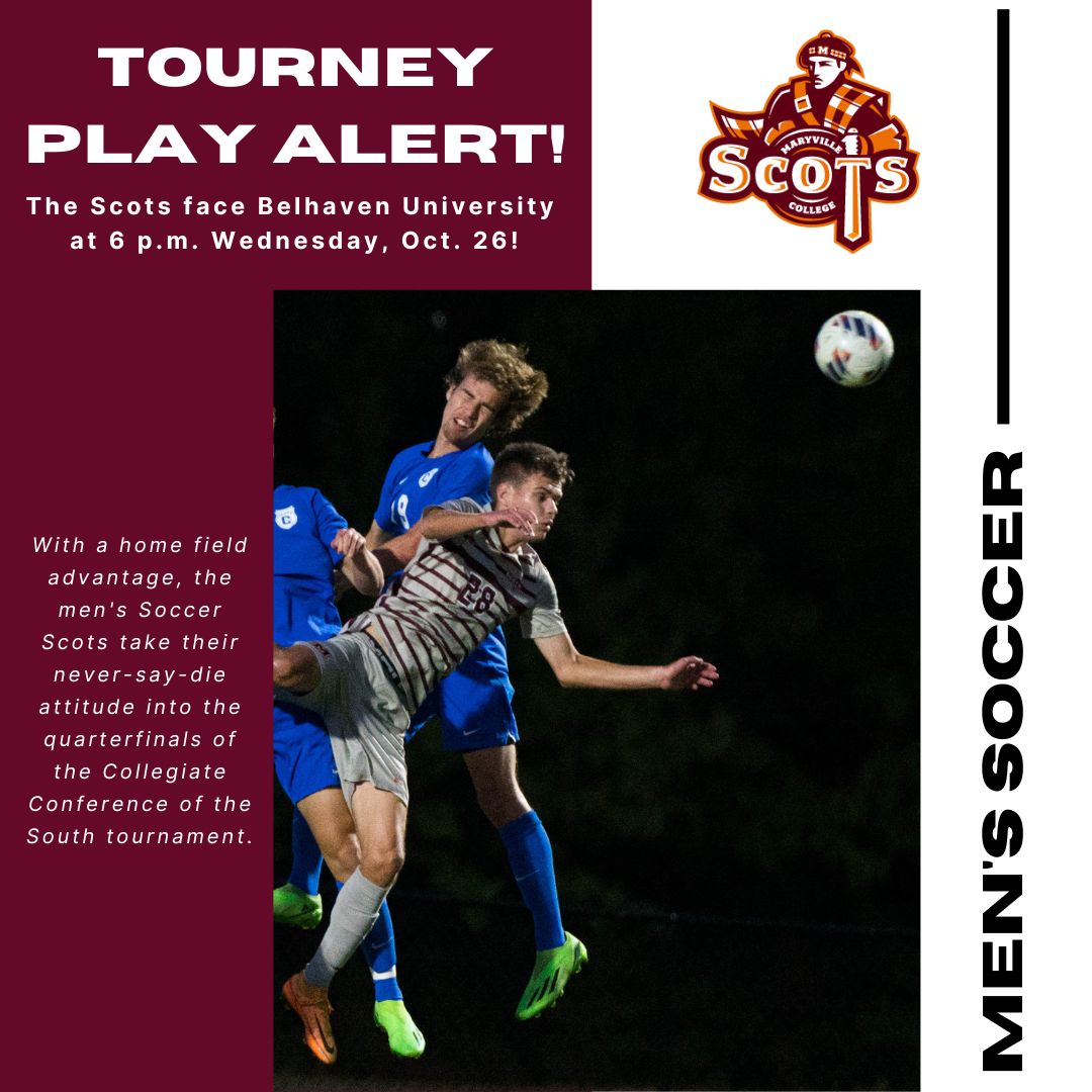Fall sports for the @MCScots are winding down, but they're not over yet! To the @mcscotsmsoccer team, taking to the field tonight against @BelhavenSoccer for the @CCofSouth quarterfinals ... in the glorious words of Coach Fernandez, 'STAND FREE!' #maryvillecollege #goscots
