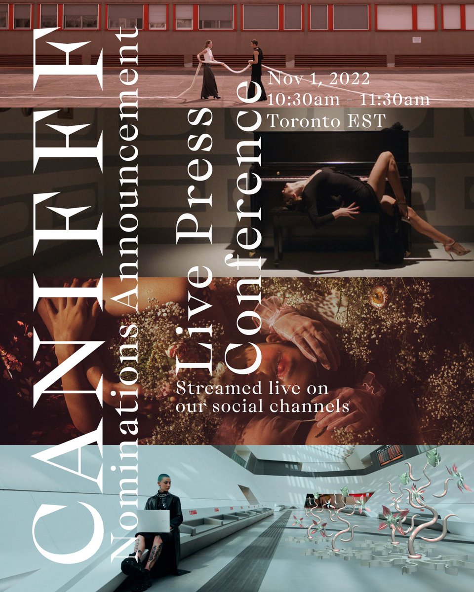 CANIFFF Live Press Conference announcing the top 5 Nominees across our 21 Award Categories.  Tune into our social channels Live Tuesday Nov 1 at 10:30 am EST.For Press inquires, please contact Karine@Karyzmaagency.com
#CANIFFF #FashionFilm #Designer #Filmmaker #Fashion #Creatives