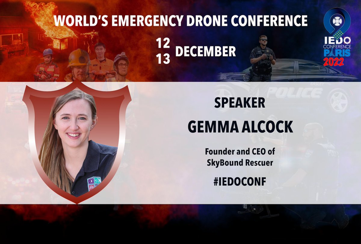 We are pleased to announce that GEMMA ALCOCK will be a #IEDOCONF speaker!

She is a multi-award-winning drone innovator and respected thought leader in the use of drones for public safety. 

#drone #publicsafety #rescuedrone #robotics