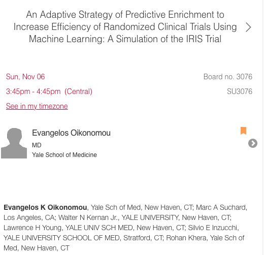 We continue to broaden our approach to enhancing our learning, both for patient care and for improving clinical trial programs. Join us at @AHAMeetings #AHA22 where we present adaptive enrichment of clinical trials using computational methods.